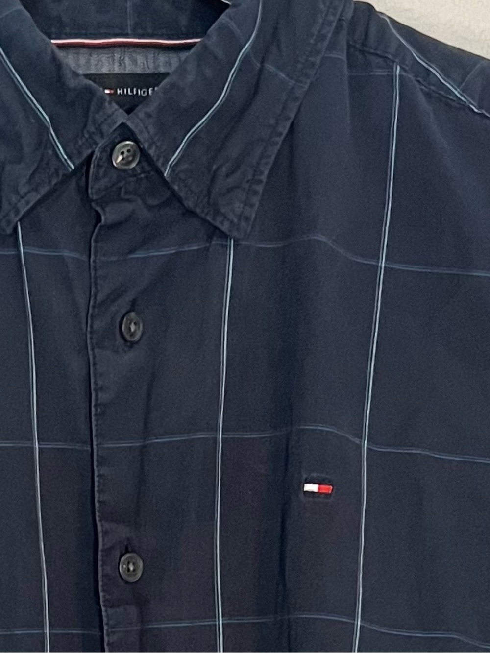 Tommy Hilfiger Black Navy Windowpane Button-Down Shirt
